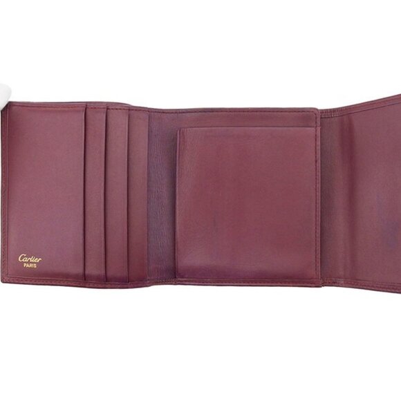 Cartier Purse Wallet Mastline Bordeaux Leather Authentic Used - Picture 6 of 11